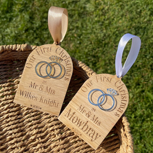 First Christmas married - engraved tree decoration
