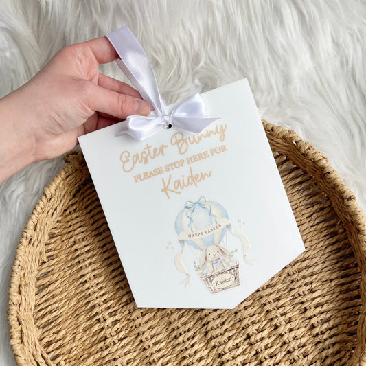 Easter bunny stop here - hot air balloon acrylic pendant