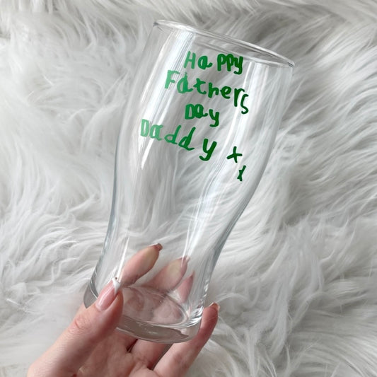 Handwritten message - Pint Glass